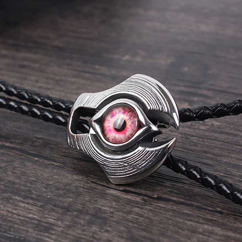 Bolo Ties Titanium steel devil's eye shirt bolo tie American western cowboy bolo tie personality men and women fashion collar rope HKD230719