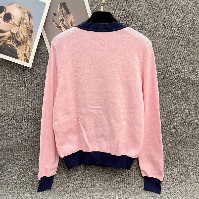 Women Sweater Spring And Autum Cardigans Embroidery Knitted Jumper Women Korean Fashion Knitted Outer Pullover Pink