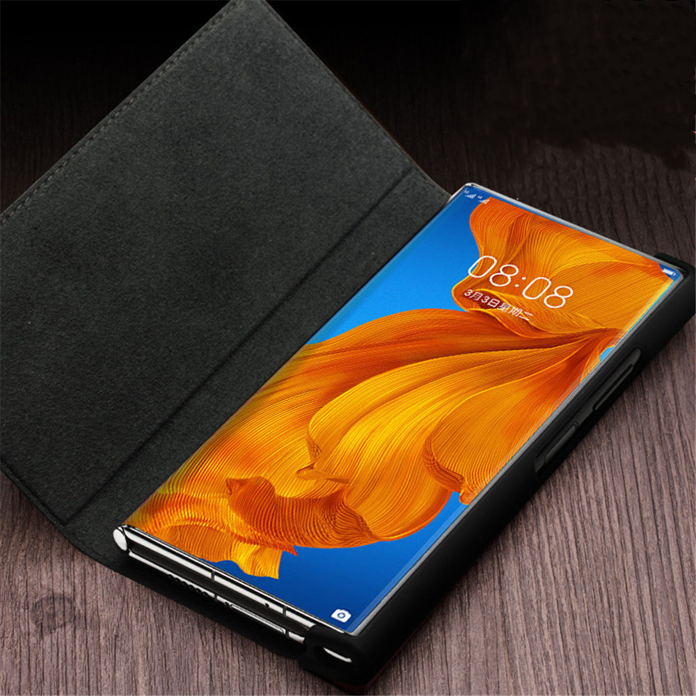 Qialino äkta läderflip fodral för Huawei Mate XS 2/XS Kickstand Holder Cover