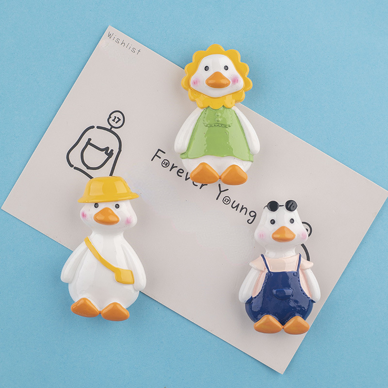 Aimants de réfrigérateur en résine 3D Simple Creative Cartoon Cute Crooked Neck Duck Creative Gifts