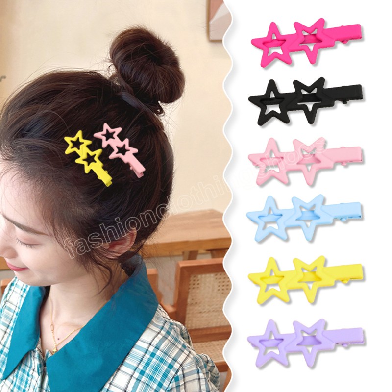 Cute Candy Color Star Hair Clips Handmade DIY Hairpins Girls Kid Simple Barrette Hair Accessories