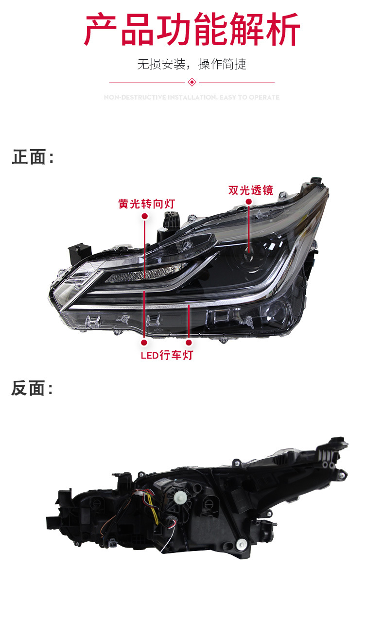 Conjunto de luzes de faróis LED para Toyota Corolla 20 19-20 21 Faróis de sinalização de mudança de streaming modificados