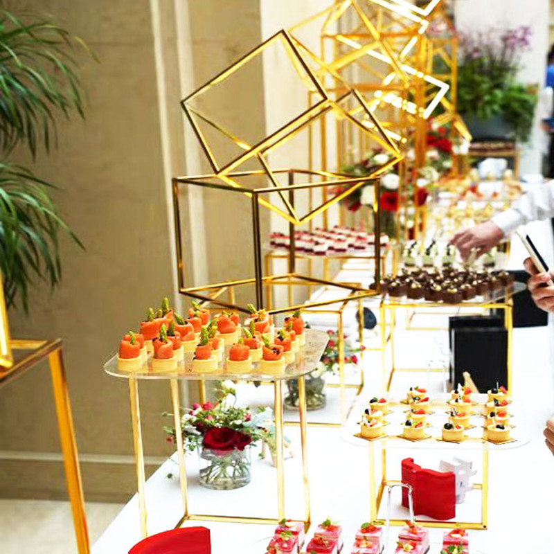 Party Decoration Dessert Table Cake Sweet Food Stand Wedding Road Lead Flower Rack White Gold Option