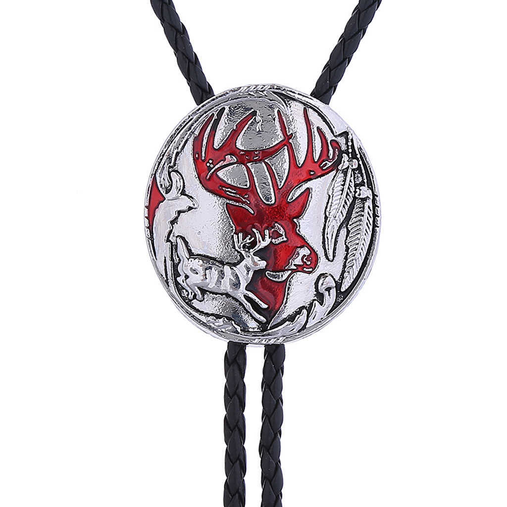 Bolo Ties European and American new style bolo tie animal elf elk fashionable men's leather cord necklace HKD230719