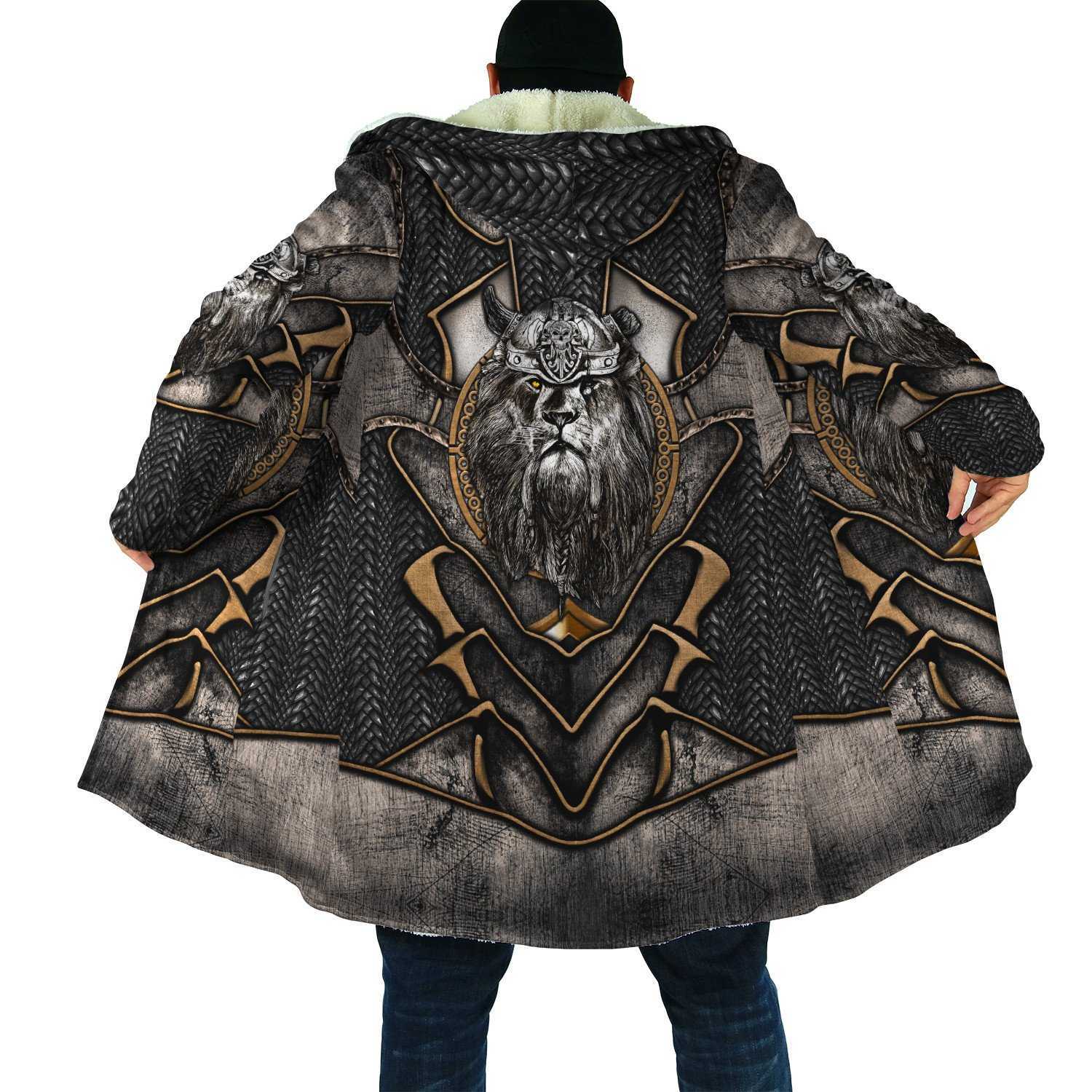 Hommes laine mélanges hiver mode hommes à capuche manteau Lion tatouage loup impression 3D épais polaire coupe-vent unisexe décontracté chaud capuche manteau DP04 HKD230718