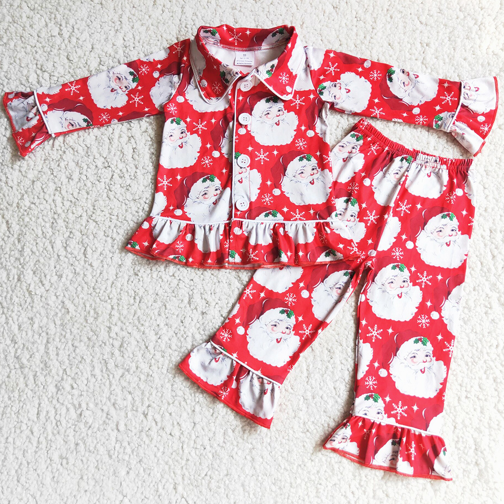 أزياء جديدة للبنات فتيات بيجاماس سانتا كلوز تطريز الأطفال شقيق بيجاما عيد الميلاد الأولاد نوم الفتيات ثوب النوم