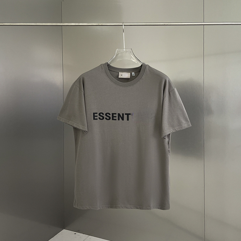 ESSEN Brand T-Shirts Double Line Letter Print Short Sleeved T-shirt Trend Loose Fitting Tees High Street