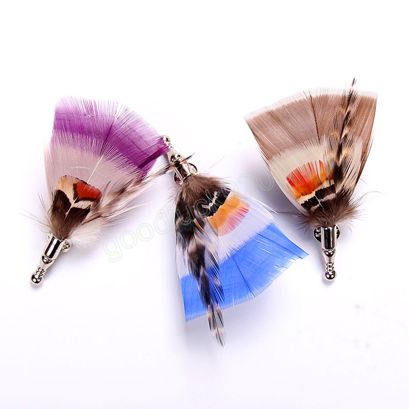 Colorful Feather Brooch Lapel Pins Women Men Fashion Brooches Jewelry Dress Suit Accessorie Wedding Groom Pin Gift