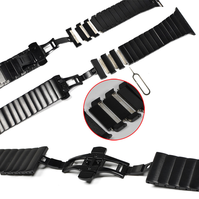 حزام من الفولاذ المقاوم للصدأ لفرقة Apple Watch Band 7 8 45mm 41mm Butterfly Link Bracelet Iwatch Ultra 49mm 6 SE 5 44mm 40mm accessories