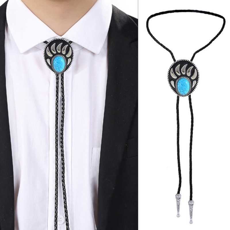 Bolo Ties Turquoise Bolo Tie for Adult Unisex Cowboy Necktie Costume Accessories Neck Tie for Women Mens Rustics Jewelry Drop Shipping HKD230719