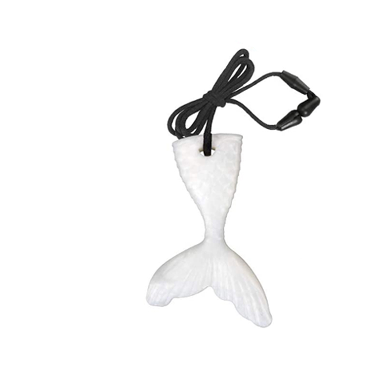 Silikon sjöjungfrun svans hänge baby teether halsband barn mat klass sensorisk tugga leksaker spädbarn tänder molär stick gåva
