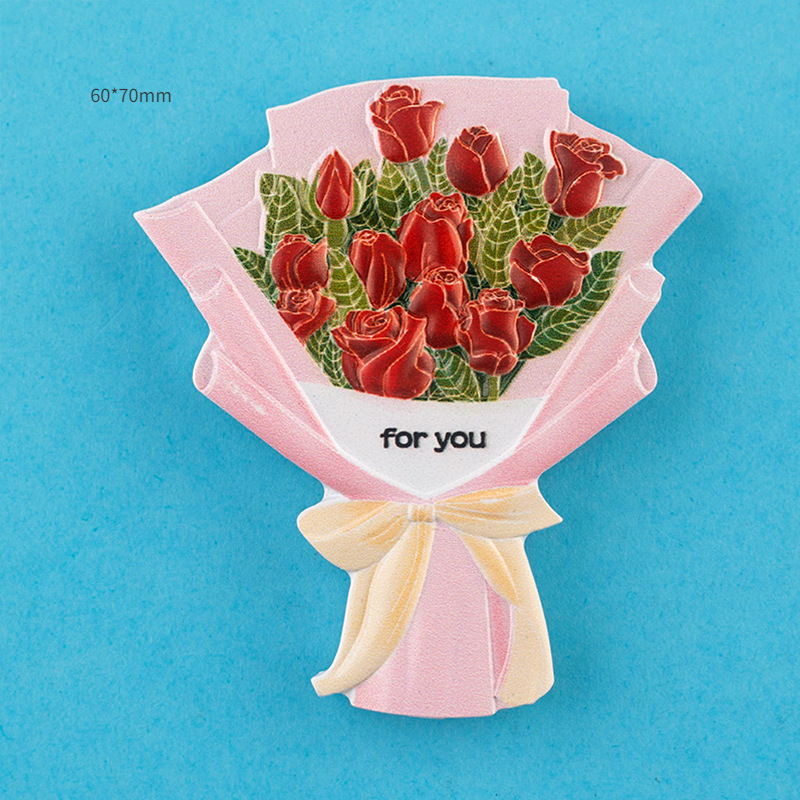 인공 수지 냉장고 자석 꽃다발 꽃다발 크리에이티브 3D 장미 해바라기 백합 창조적 선물