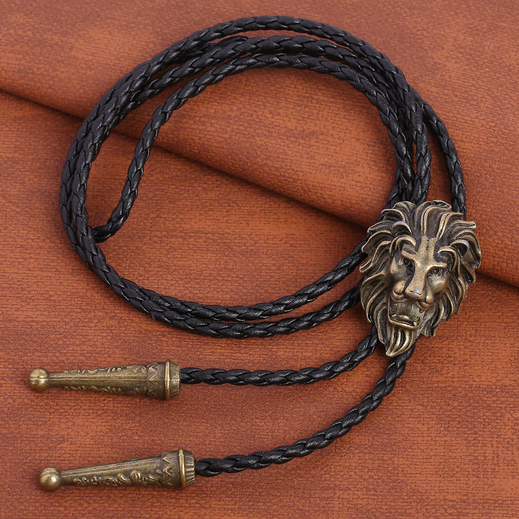 Bolo Ties Retro mode driedimensionale lion king bolo tie mannen en vrouwen lederen touw ketting HKD230719