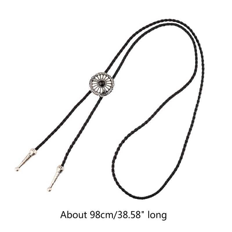 Bolo Ties Gevlochten Shoestring Bloem Bolo Tie met Metalen Bloem Cowboy Stropdas Ketting Landelijke Stijl Bolo Tie Cowboy HKD230719