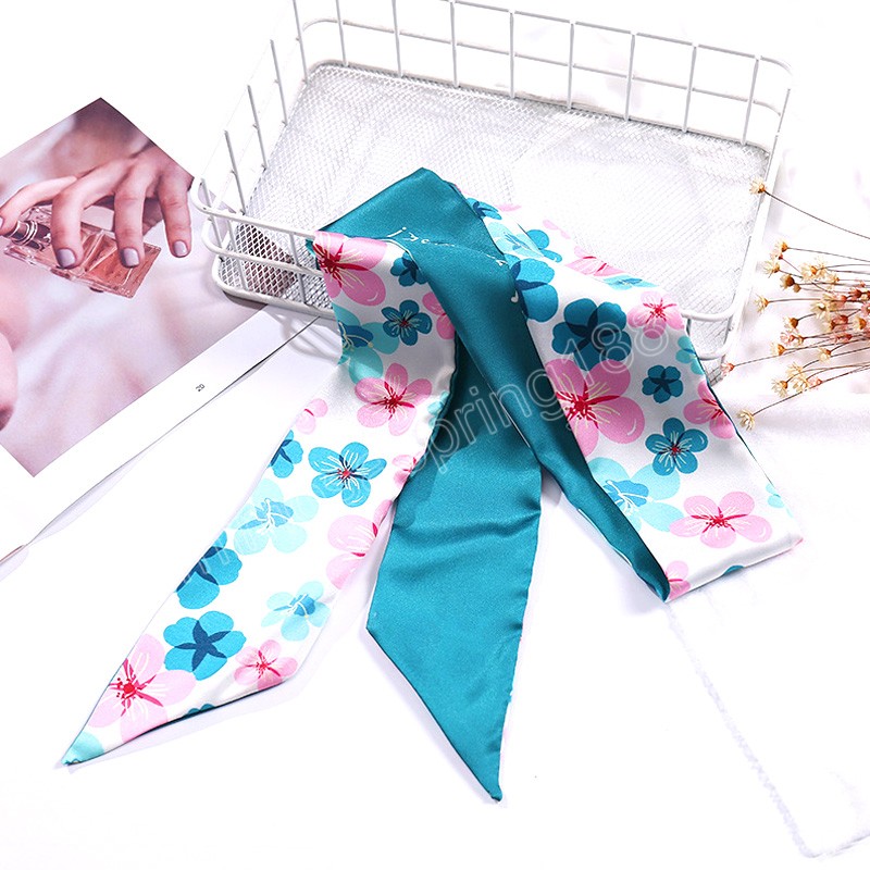 Fashion Ice Silk Scarf Hair Band Long Ribbon Bow Summer Hair Rope Streamer Women Ponytail Holder Hair Scarf Hair Accessories