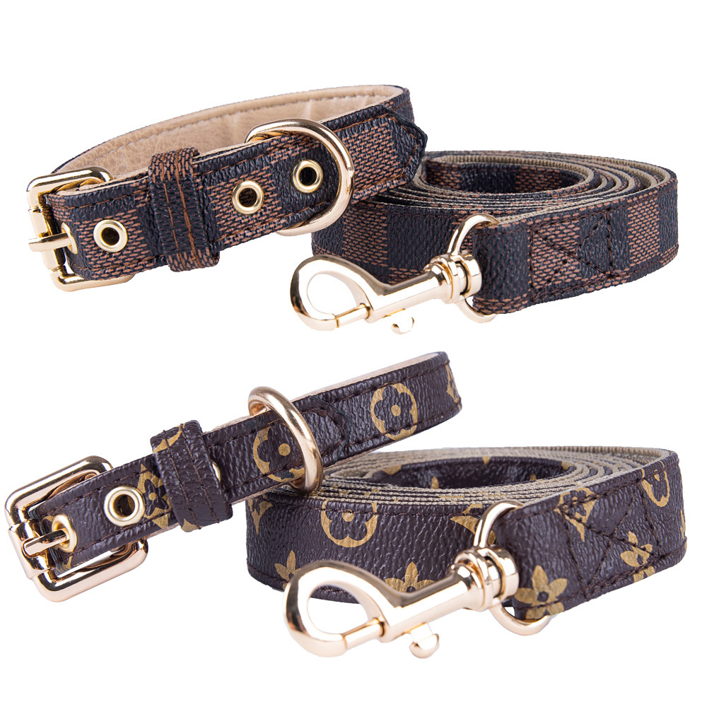 Colliers réglables en cuir PU pour animaux de compagnie, lettres de mode imprimées de vieilles fleurs, laisses pour chat et chien, accessoire de décoration de cou Durable, fournitures pour animaux de compagnie