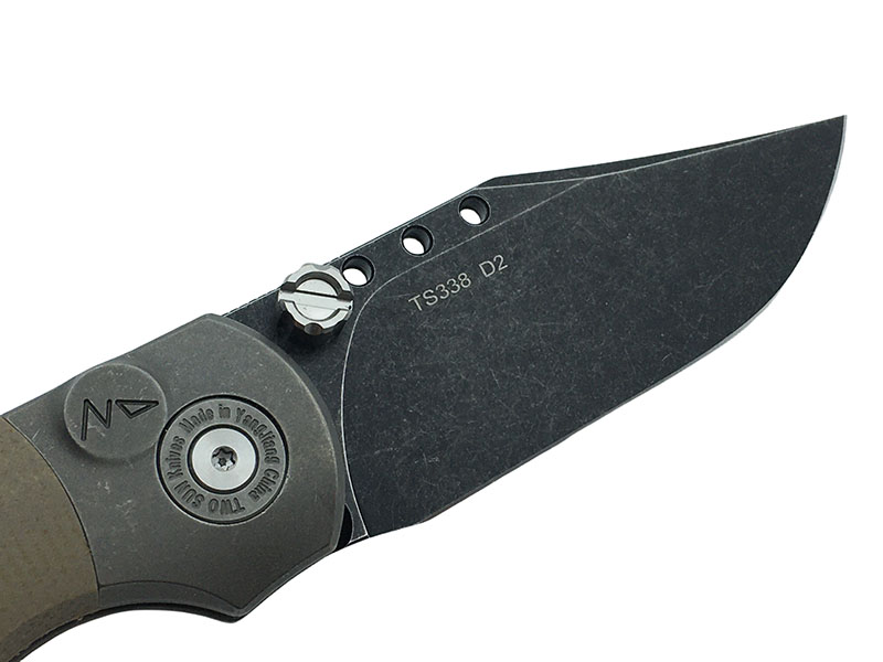 TWOSUN Zakmes 7.28 inch Met D2 Blade titanium bolsters TC4 + linnen / Grijs Micarta Survival Outdoor Camping Tool TS338