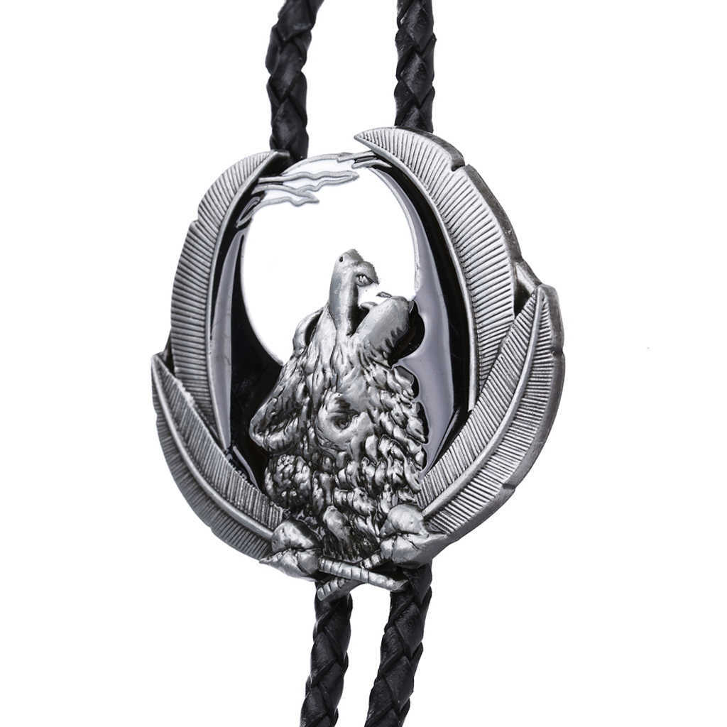 Bolo Ties Ties New Animal Wolf Shirt Leather Rope Bolo Tie Western Cowboy Bolo Tie HKD230720