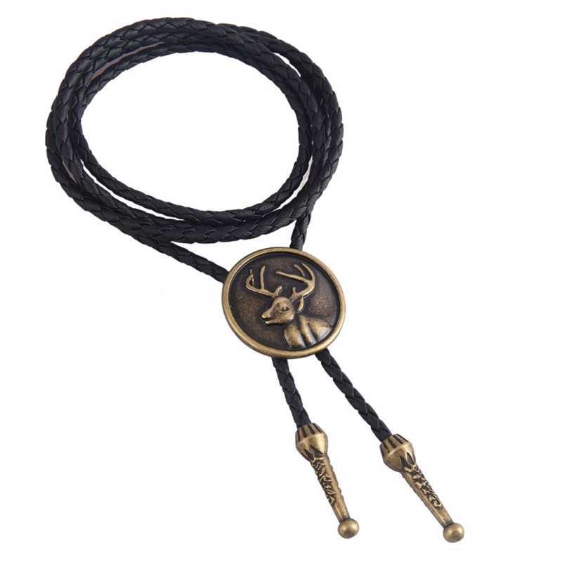 Personalized jewelry Deer Bolo Ties Tie Skull Necklace Western Vintage Cowboy Leathers Necktie HKD230720