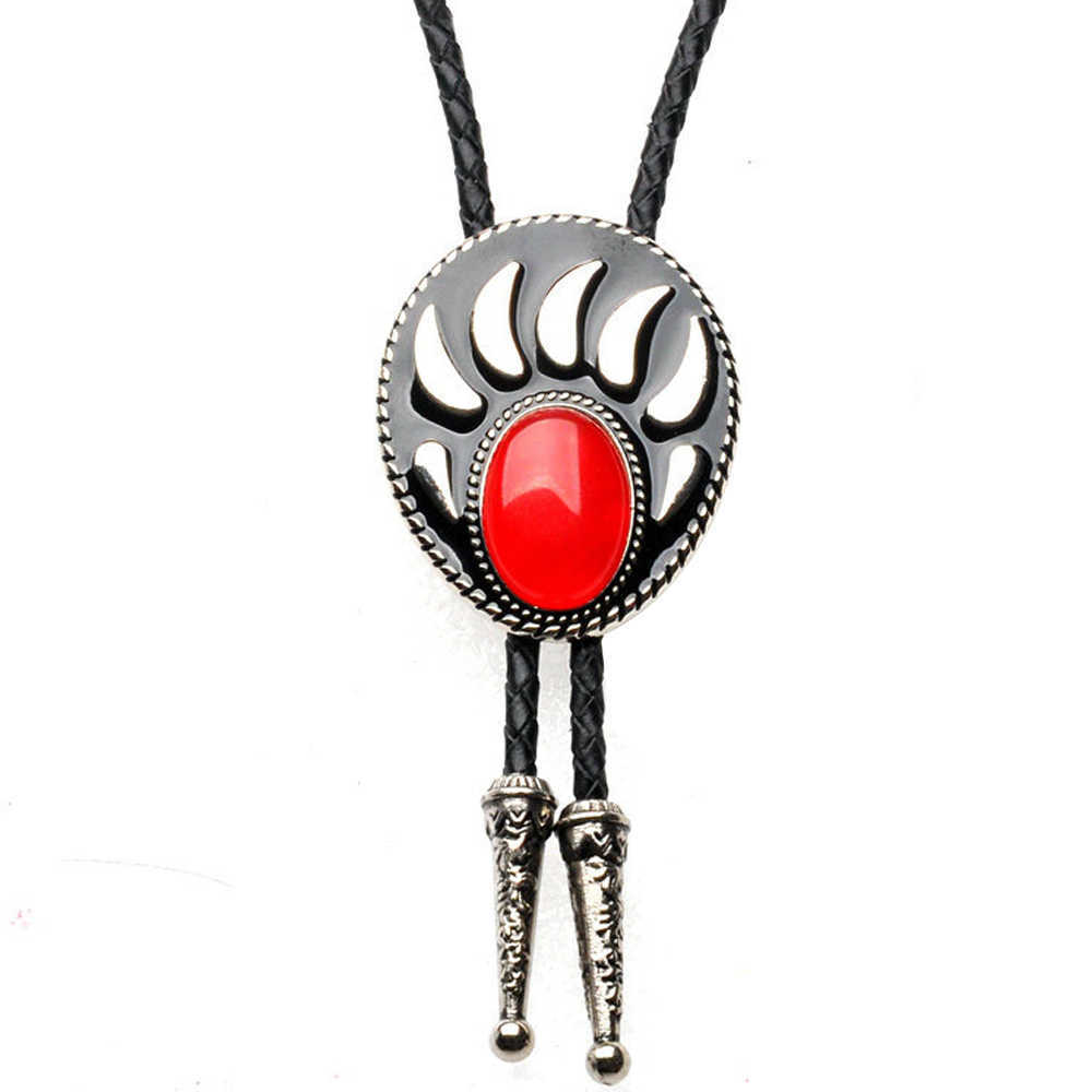 Bolo Ties Western Cowboys Bolo Ties uomo Design popolare Personalità Fashion Bear Paw Gemstone Women Cravatta Dropshipping HKD230719