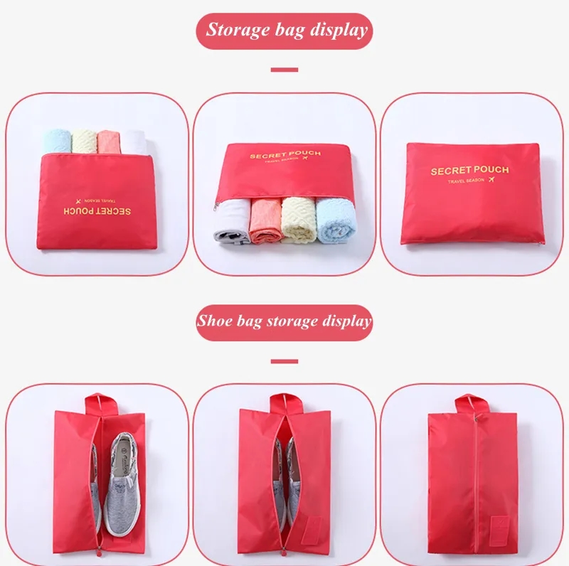 7 pçs/conjunto bolsa de armazenamento de viagem conjunto 12 cores organizador de roupas guarda-roupa mala bolsa organizador de viagem caso sapatos embalagem saco cubo Q325