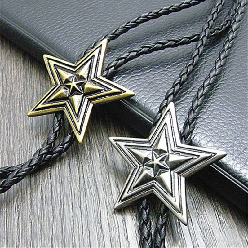 Bolo-Krawatten Bolo-Krawatte New Pentagram Retro-Hemdkette großer Sternkragen Halsketten lange Krawatten Anhänger HKD230720