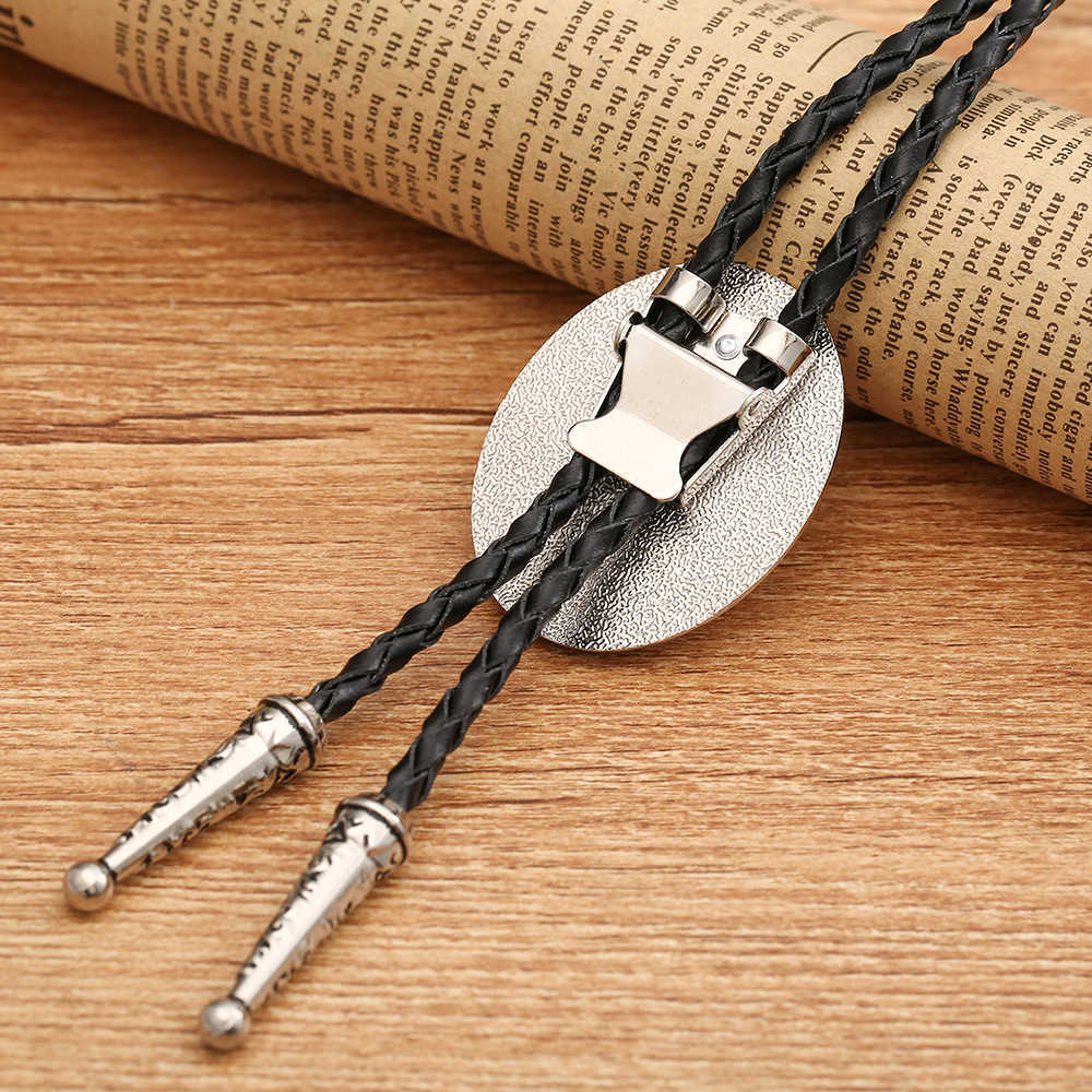 Bolo Ties Western Cowboy Oval Gemstone Corbata para hombres Faddish Europeo y americano Cuero genuino Hide Rope Mujeres Bolo Tie Dropshipping HKD230719