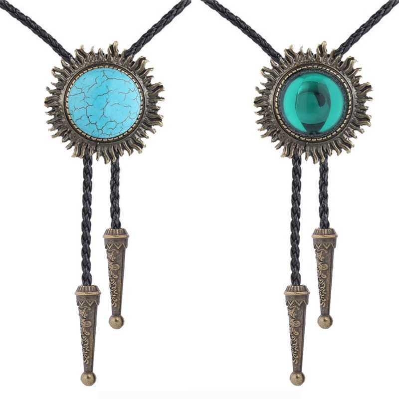 Bolo Ties N58F Réglable Bolo Cravate Populaire Western Cowboy Ados Hommes Femmes Danse Cravate Punk Chemise Alliage Pierres Précieuses Boucle Pendentif HKD230719