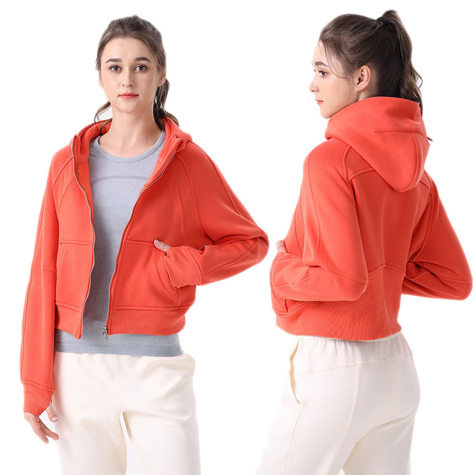 lu Womens Autumn Hoodies Sweatshirt Yoga Thick Jacket Ladies Gym Workout Coat Full Zipper Fleece Loose Workout Pullover