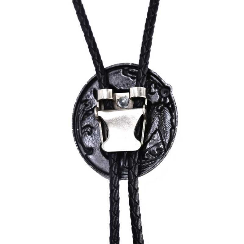 Bolo Ties Bolo Tie uomo Cravatta stile cowboy occidentale con decorazioni con fibbia a cavallo in rilievo Accessori costumi di Halloween HKD230719