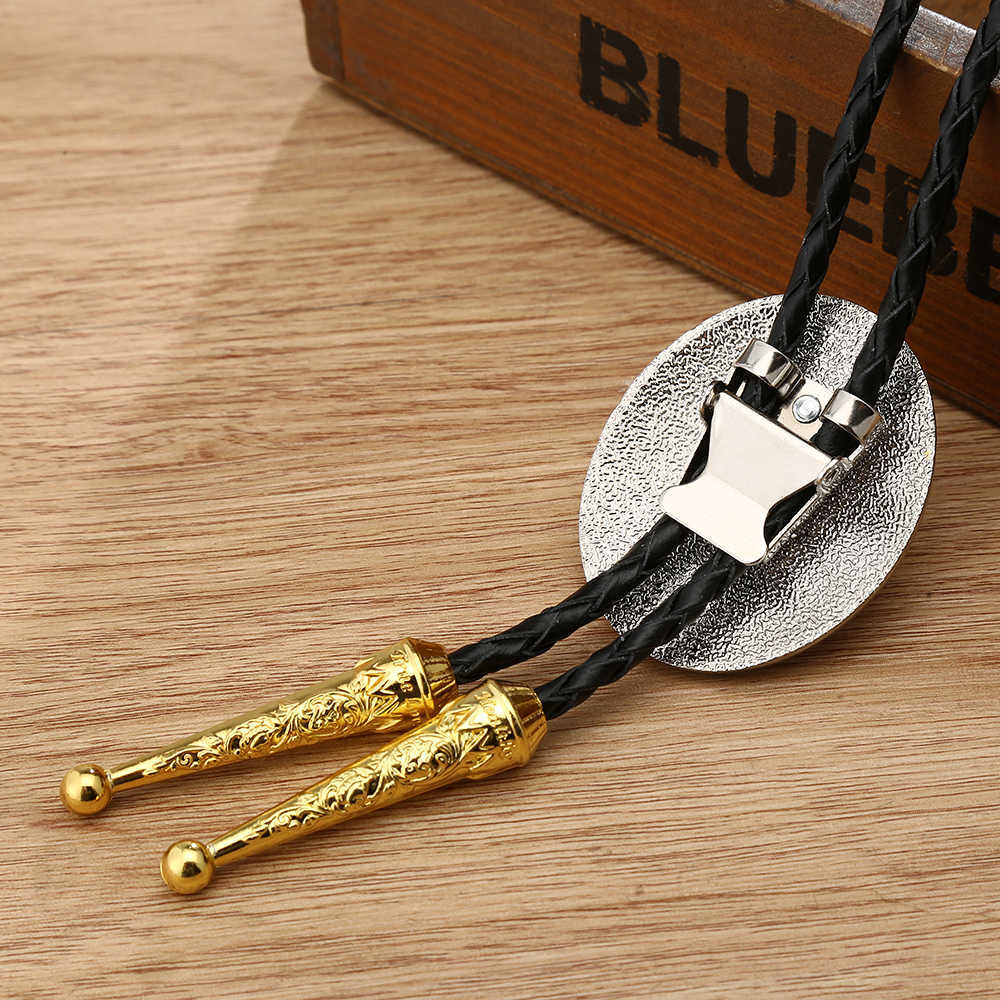 Bolo يربط KDG Western Cowboy Zinc Allo Bolo Tie Round اثنين من الألوان من A إلى Z Tie Western Cowboy قميص الملحقات TIE HKD230719