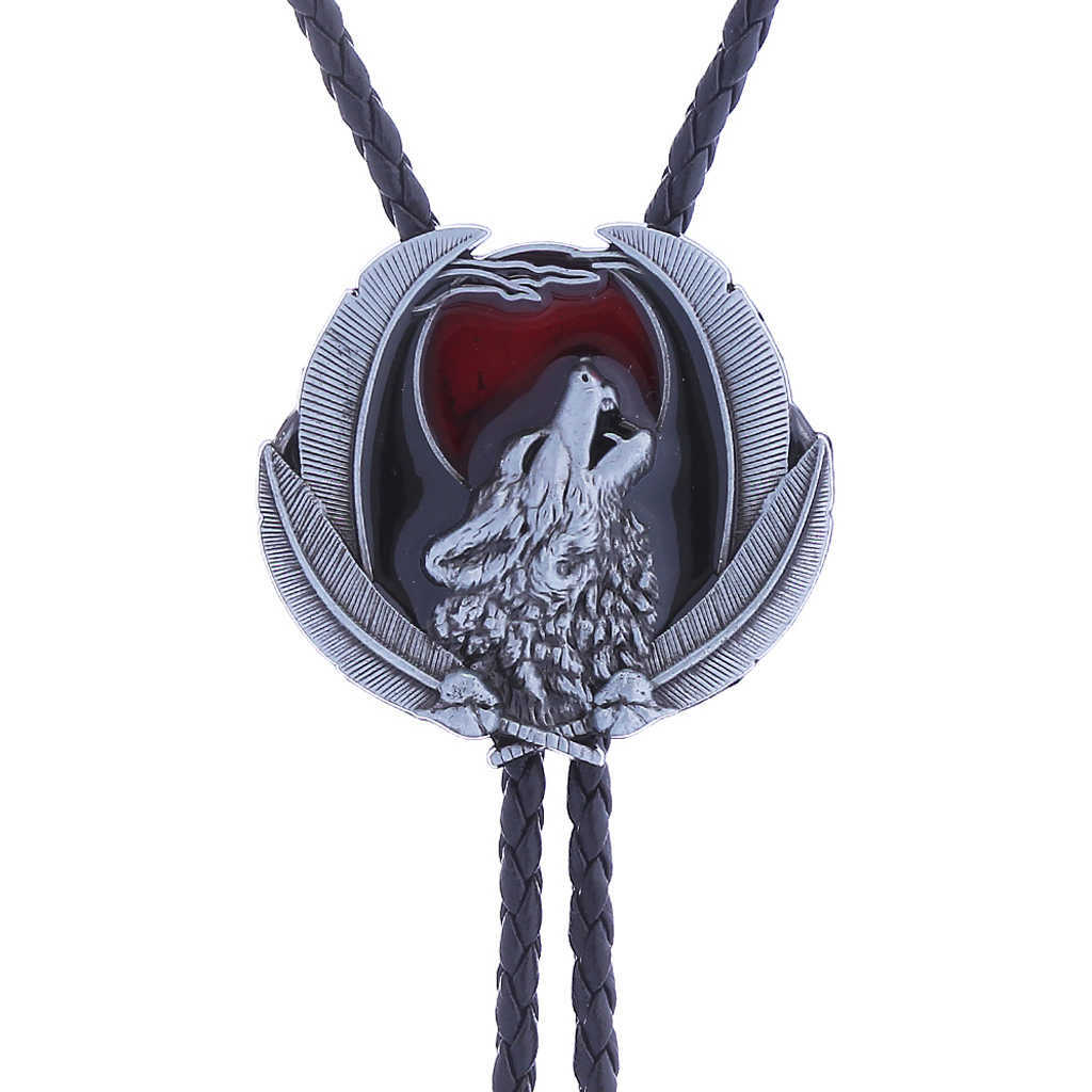 Bolo Ties Ties New Animal Wolf Shirt Leather Rope Bolo Tie Western Cowboy Bolo Tie HKD230720