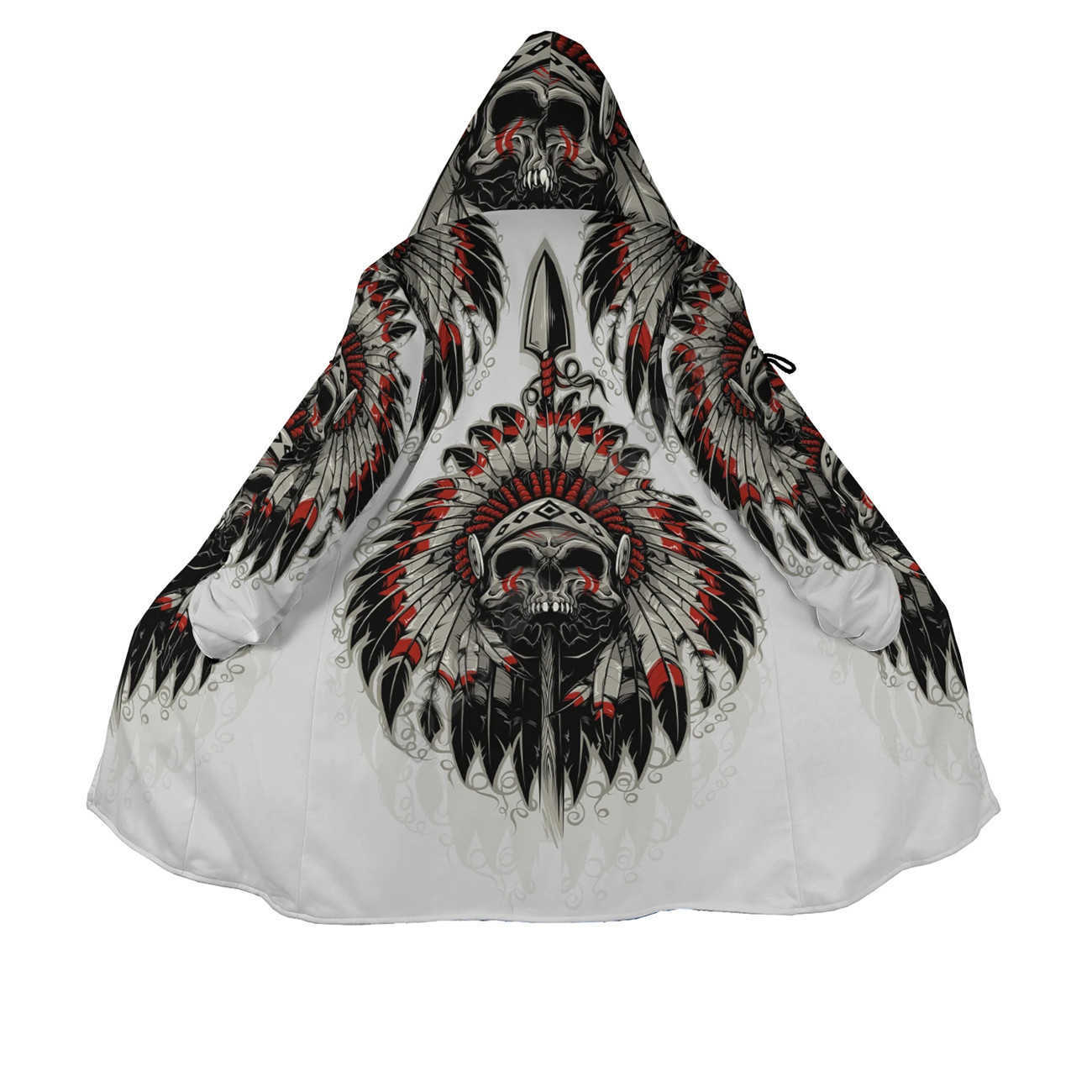 Men's Wool Blends Native Style Cloak Native Wolf 3D All Over Printed Hoodie Cloak Men Women Winter Fleece Wind Breaker Warm Cloak 01 HKD230718