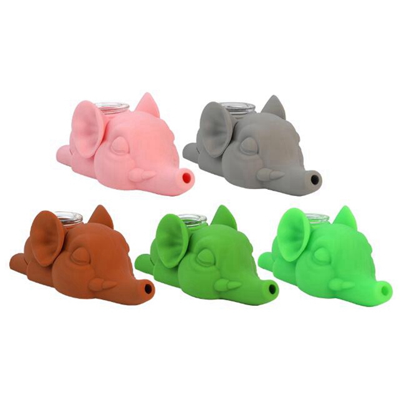 Tuyaux en silicone colorés Innovant Mignon Animal Style Portable Facile À Nettoyer Verre Nineholes Filtre Écran Cuillère Bol Herbe Tabac Porte-Cigarette Main Fumer DHL