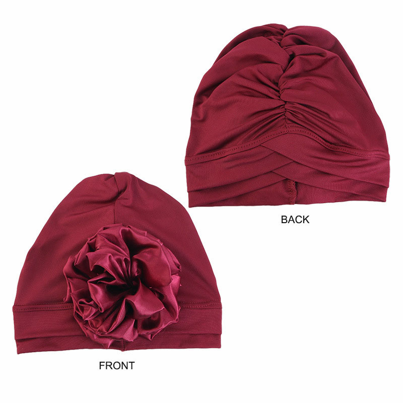 Turbante de flores de satén indio para mujer, hiyab interior musulmán, sombrero plisado, gorro para el cáncer de quimio, pañuelo para la cabeza, gorros elásticos para la caída del cabello, gorro nuevo