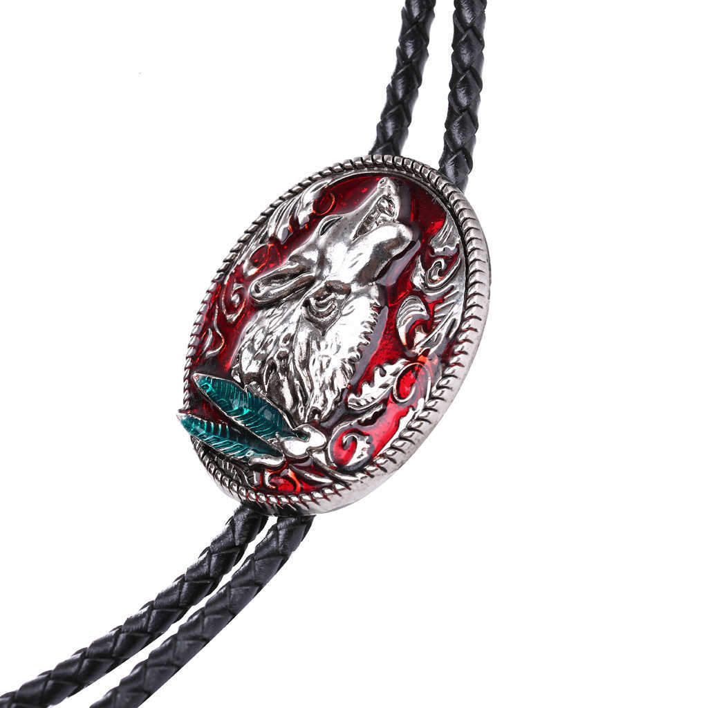 Bolo Ties Sies New American Western Cowboy Wolf Head Bolo Tie Summer Shirt Bolo Tie Clip HKD230719