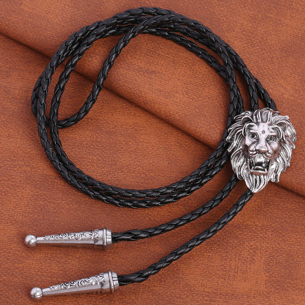 Bolo Ties Retro mode driedimensionale lion king bolo tie mannen en vrouwen lederen touw ketting HKD230719