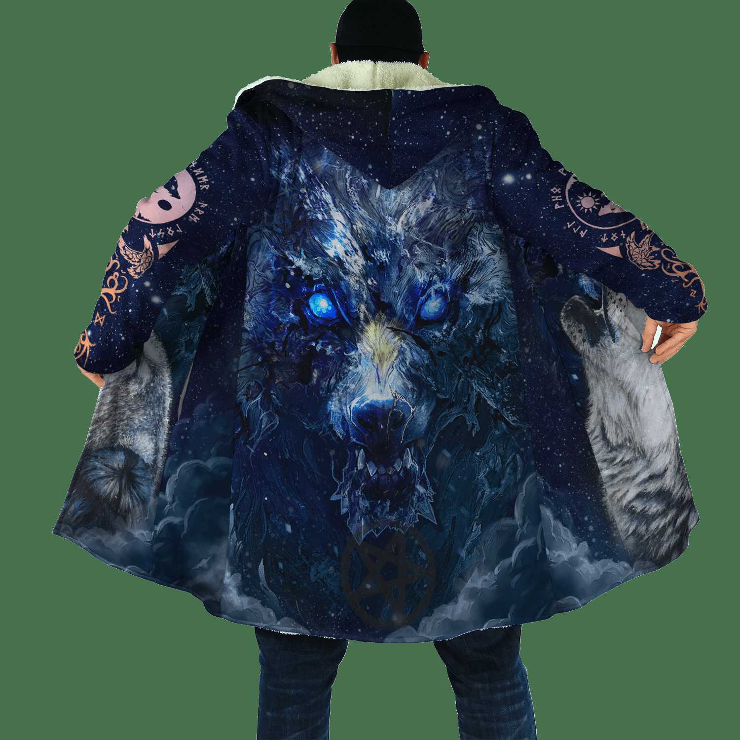 Hommes laine mélanges hiver mode hommes à capuche manteau Lion tatouage loup impression 3D épais polaire coupe-vent unisexe décontracté chaud capuche manteau DP04 HKD230718