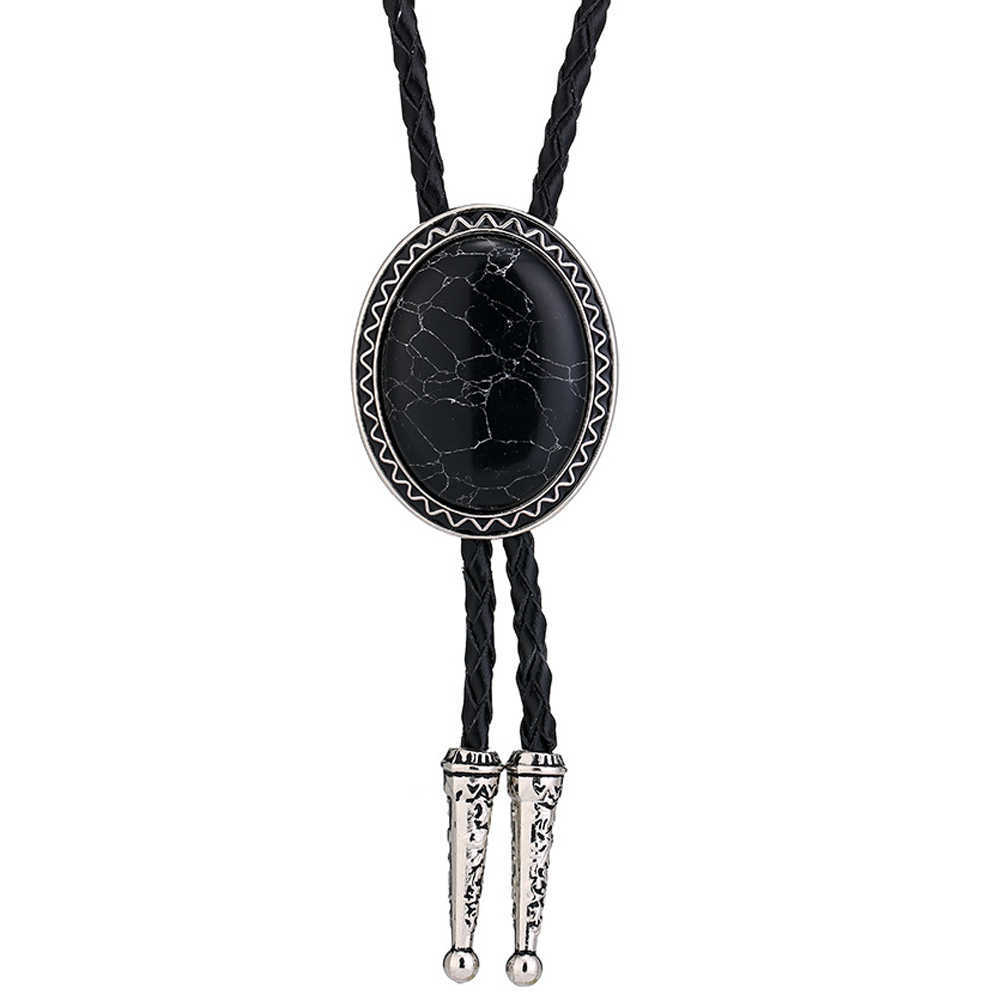 Bolo Ties Western Cowboy Oval Gemstone Corbata para hombres Faddish Europeo y americano Cuero genuino Hide Rope Mujeres Bolo Tie Dropshipping HKD230719