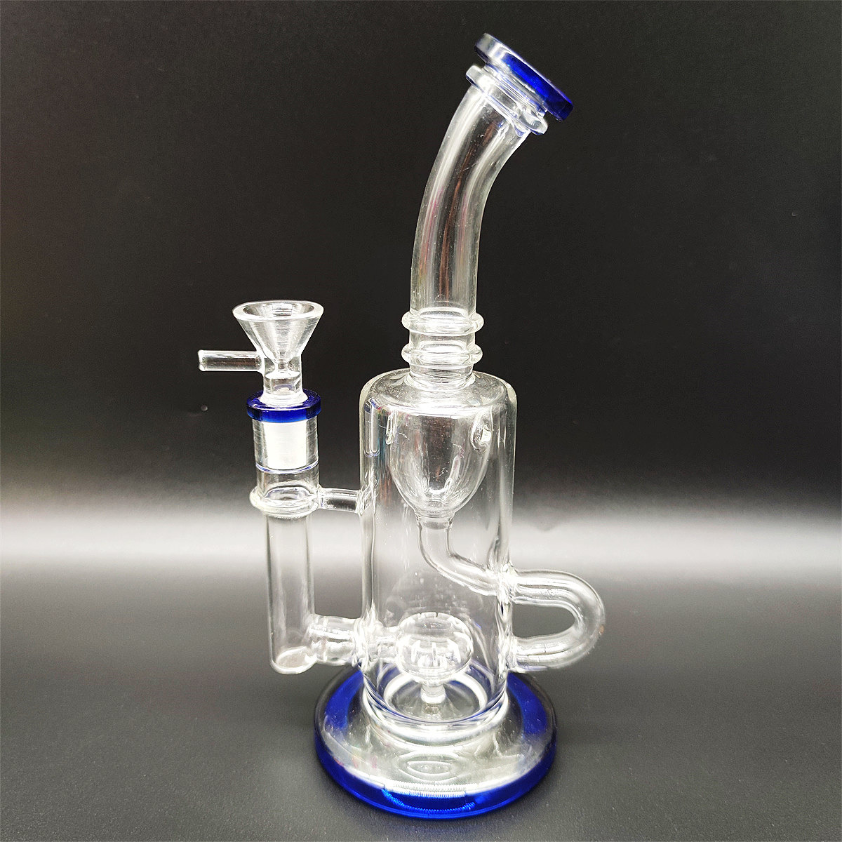 2022 Twin Chamber Fab Egg Slit Hub Heady Bog thicnk Clear Blue 10 Inch Hookah Glass Bong Dabber Rig Recycler Incycler Smoke Pipe Puck 14,4mm Joint Perc