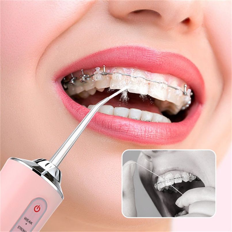 Oral Irrigator Hand Held Electric Tooth Punch Oral Hygiene Portable 220ML Capacity 3 Model 360°Clean Your Teeth White Pink Green Color