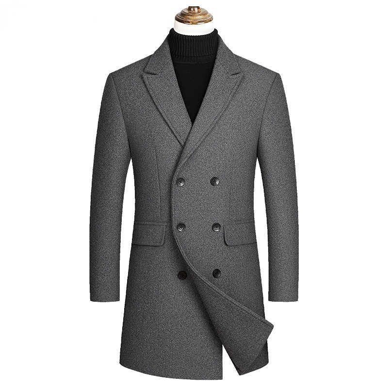 Misto lana da uomo Trench in cashmere doppiopetto da uomo Misto lana lunga Giacche invernali Cappotti caldi Trench casual da lavoro Taglia 4XL HKD230718