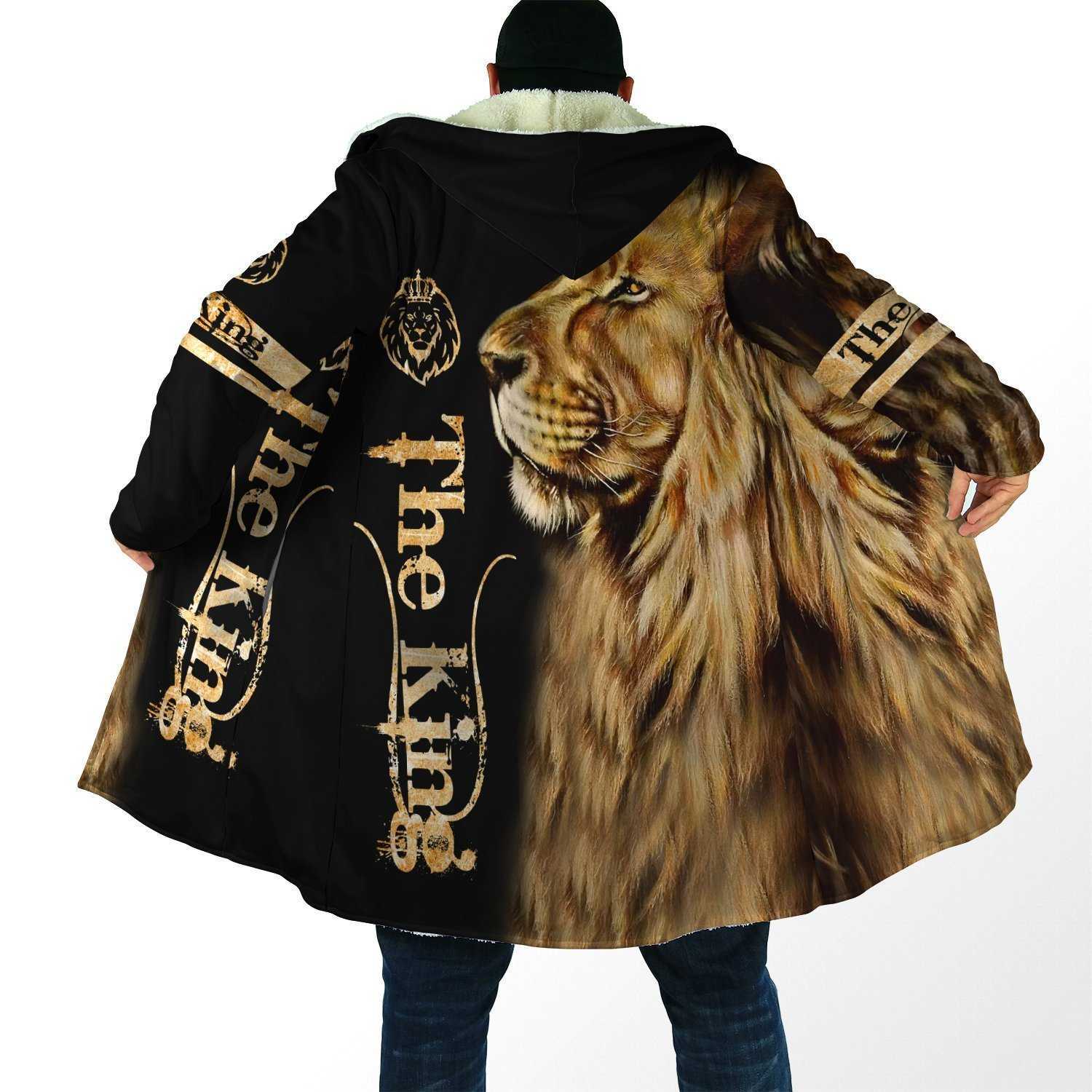 Mezclas de lana para hombre 2021 Moda de invierno Capa para hombre Amor Animal León Impresión 3D Capa gruesa con capucha de lana Unisex Capa cálida informal DP12 HKD230719