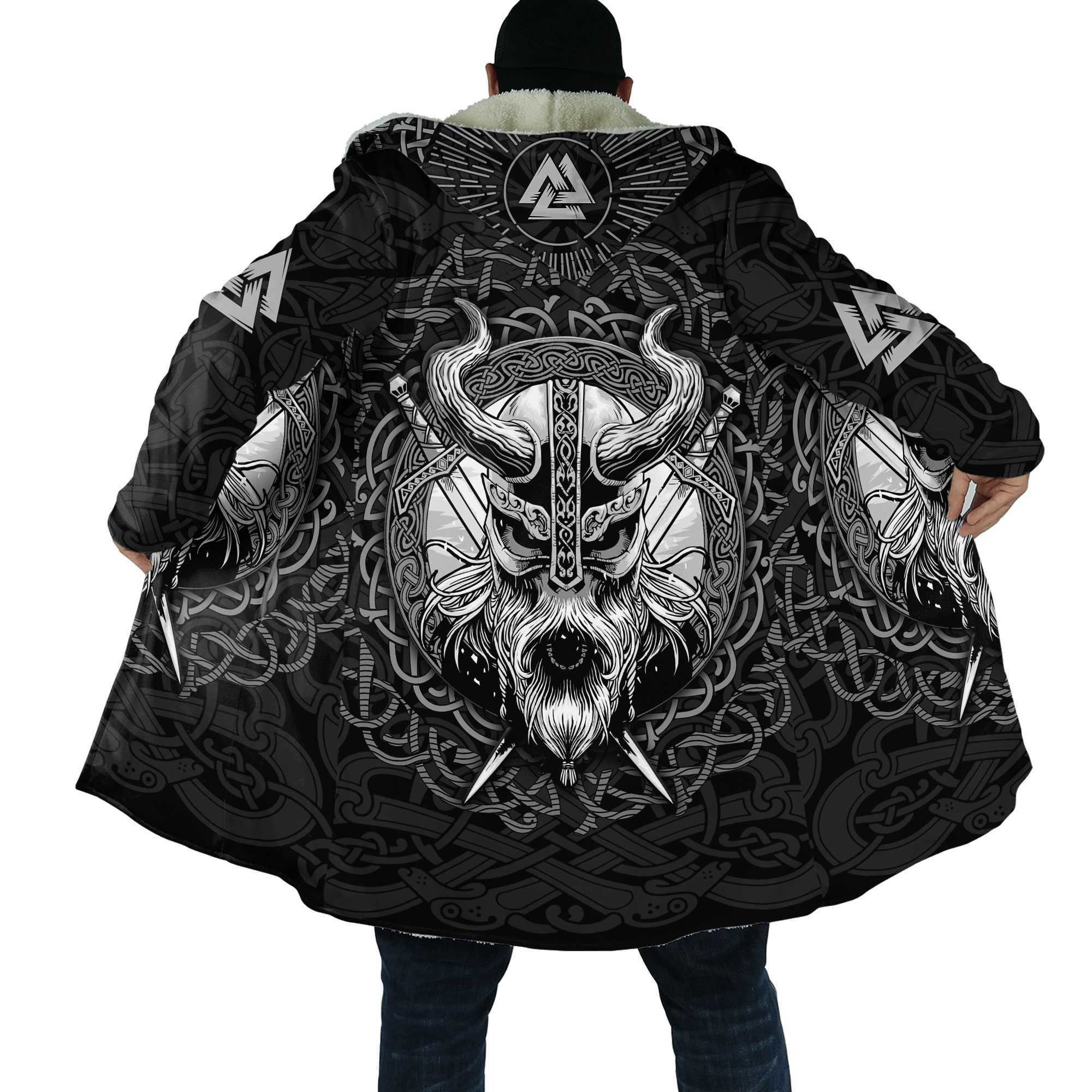 Heren Wol Blends PLstar Cosmos Dragon en Odin Raven Tattoo 3D Geprinte Heren Fleece Hooded Mantel Unisex Casual Dikke Warme Cape jas PF88 HKD230718