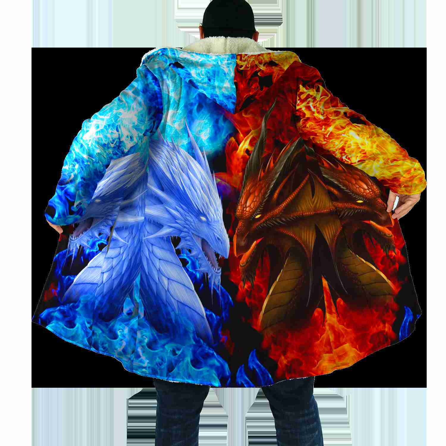 Hommes mélanges de laine 2021 hiver hommes cape crâne et dragon armure tatouage 3D impression polaire à capuche cape unisexe décontracté épais chaud manteau manteau PF30 HKD230718