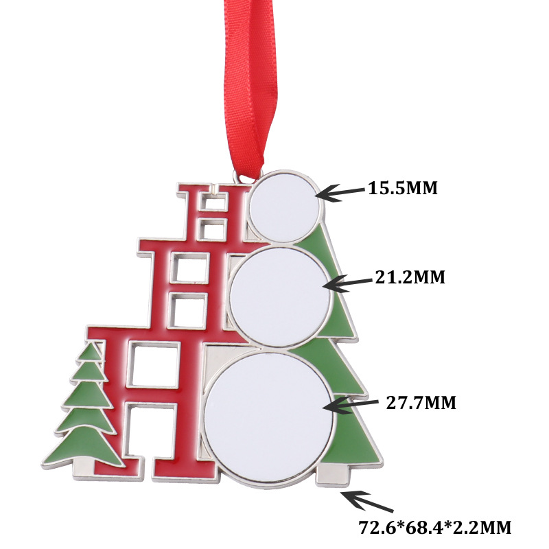 昇華クリスマスツリーの装飾金属ハンギングペンダントクリスマスの装飾品