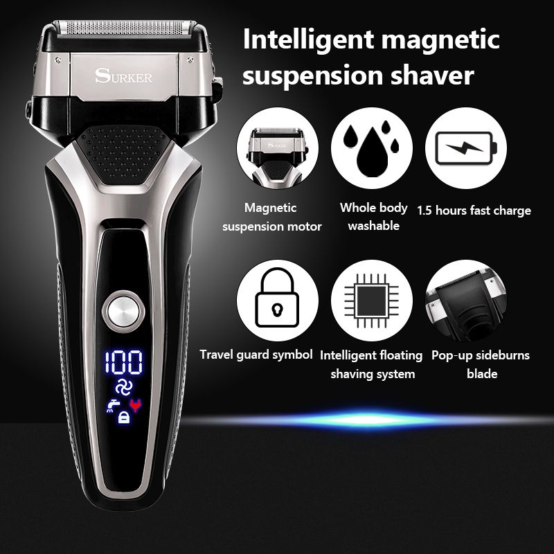 usb rechargeable electric shaver stainless steel shaving machine for men 3d triple floating blade razor shaver barber electric