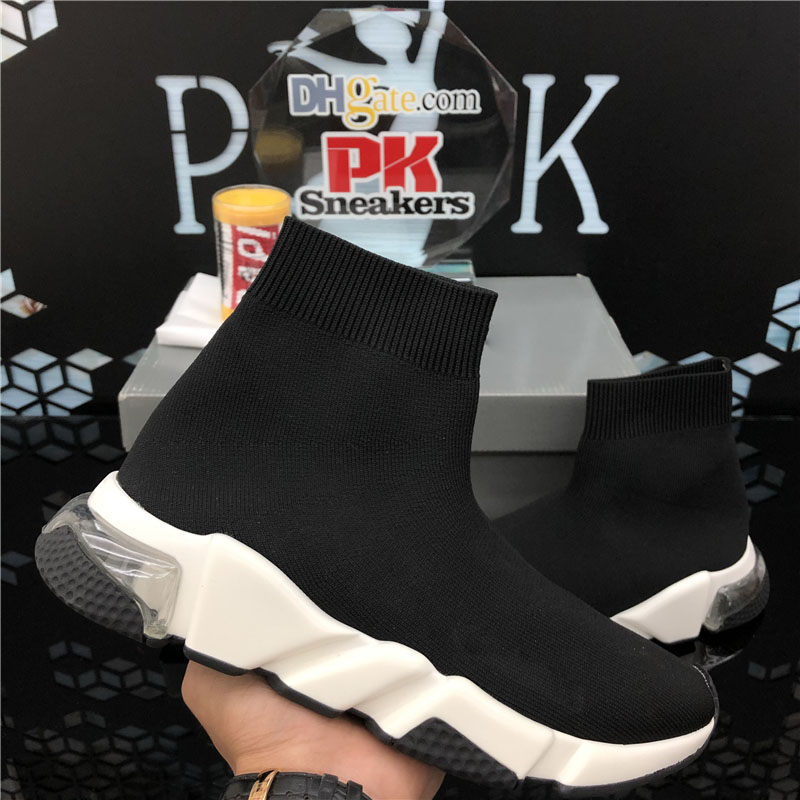 Paris Sock Casual Shoes Men Women Plate-Forme Designer Sneaker Slip-On Speed ​​Trainer Black White Air Sole Outdoor Sneakers mode andningsbara plattformsstövlar Sko