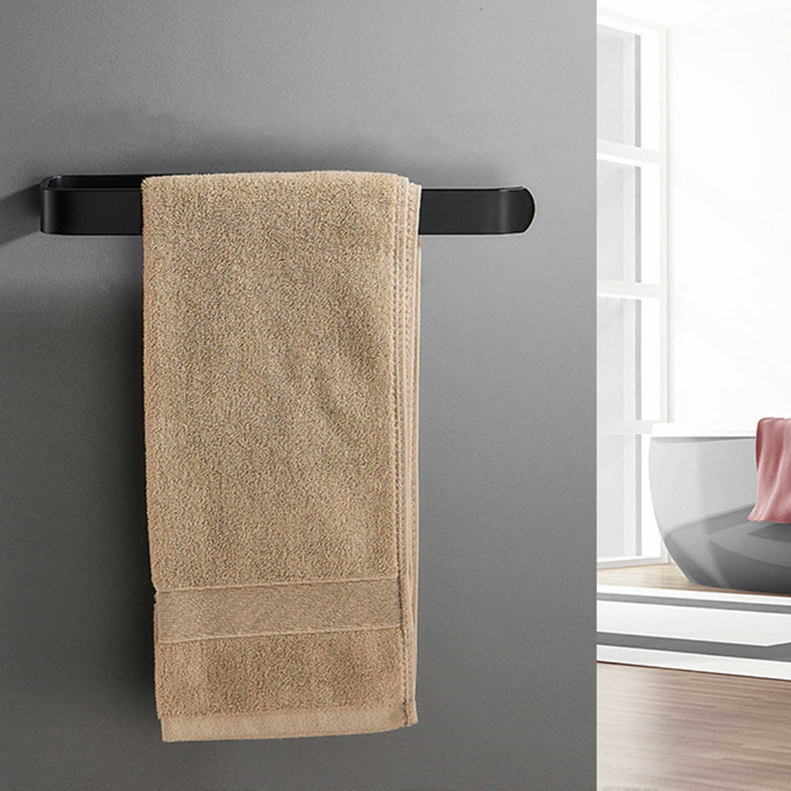 Porte-serviettes de salle de bain sans poinçon support mural auto-adhésif rouleau de papier suspendu étagère de suspension accessoires de salle de bain L230704