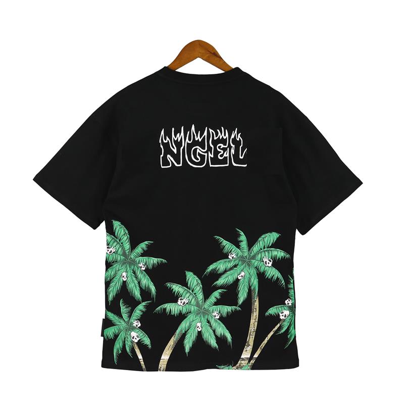 Nova camiseta de manga curta PA fashion americana High Street Tide Palm estampada solta de algodão casual masculina e feminina T-shirt maré